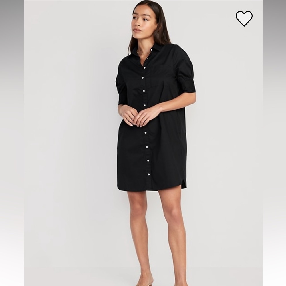 Old Navy Black Button-Up Shirt Dress Size med. Linen rayon blend